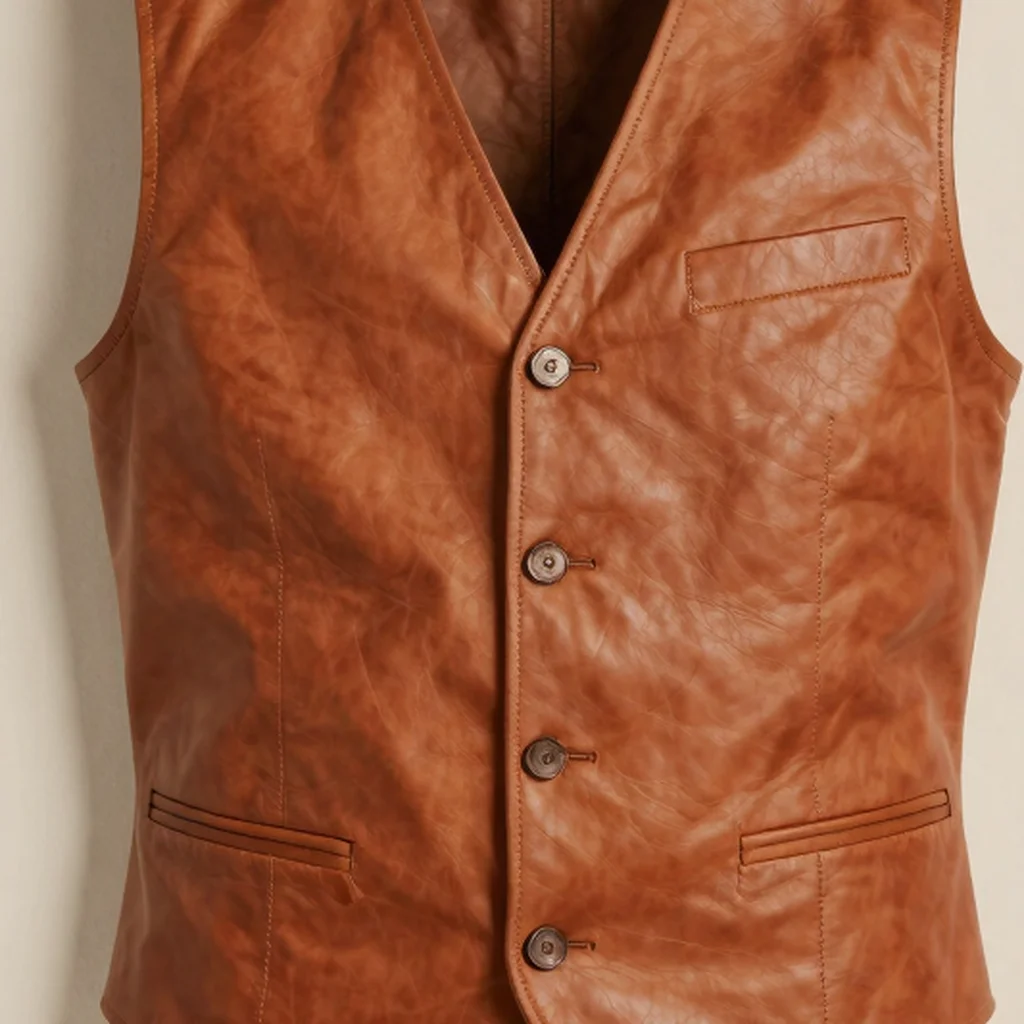 Cognac Button Vest